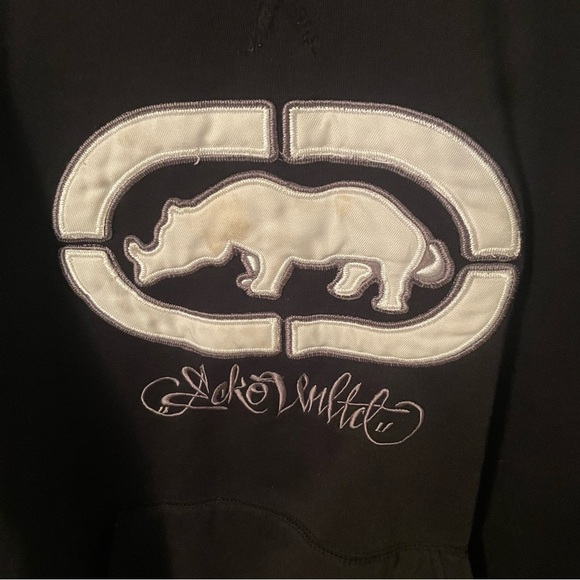 Ecko Unltd Vintage Hooded Sweatshirt Adult XL Black Y2K Graphic Hoodie - Picture 2 of 10